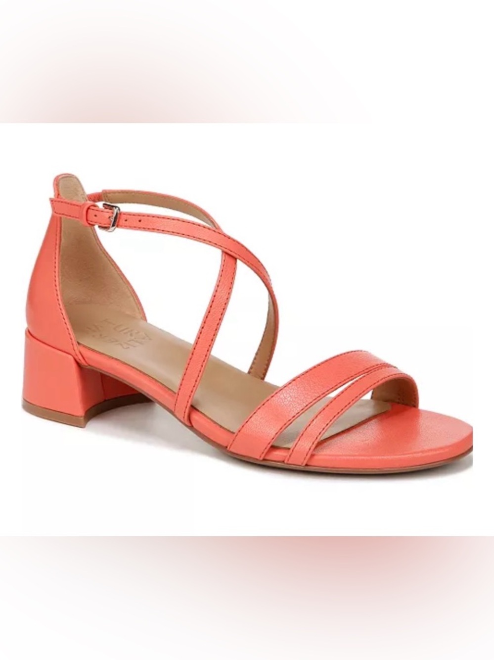 Naturalizer June Sandals Salmon Strappy Block Heel Women's Size 6.5 NEW